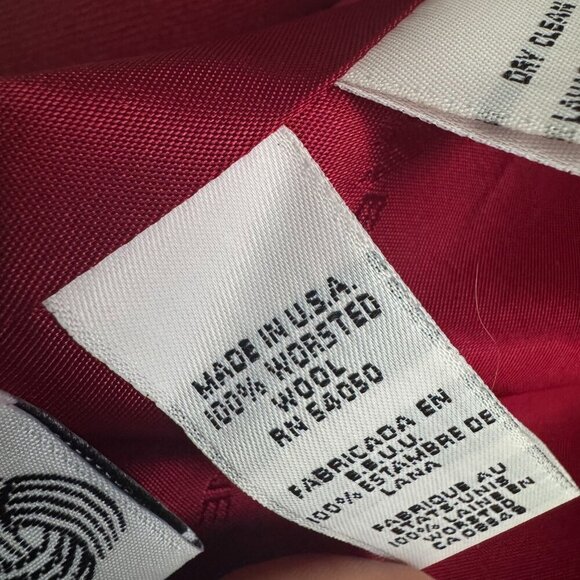 Vintage Evan Picone Wine Burgundy Wool Gold Button Blazer 12 - Picture 8 of 9